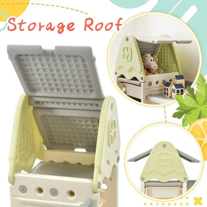 Kids 17 Bins Toy Storage Organizer with 5-Tier Bookshelf