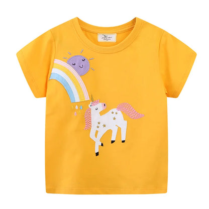 Cartoon Animal Design Little Girls Cotton T Shirts for Summer childrensterritory