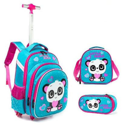 3D-printed Sequins Kids Wheeled Backpack 3 Piece Set childrensterritory