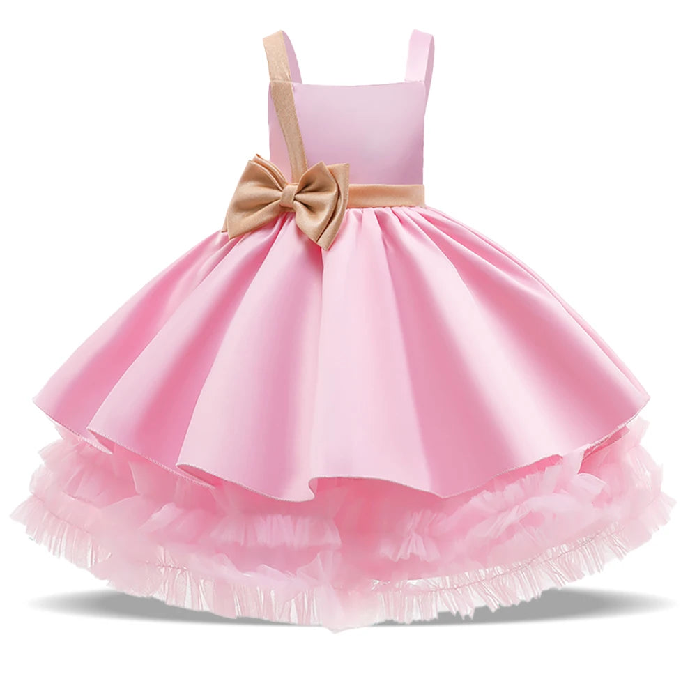 Kids Girls Sequins Bow Tutu Princess Dress for Birthday Party