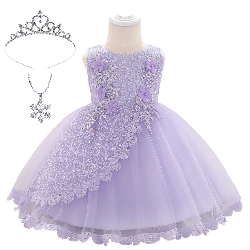 Baby Girl Lace Embroidered Formal Occasion Gowns