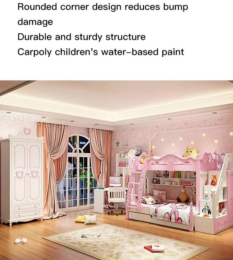 High And Low Pink Princess Castle Kids Bed childrensterritory