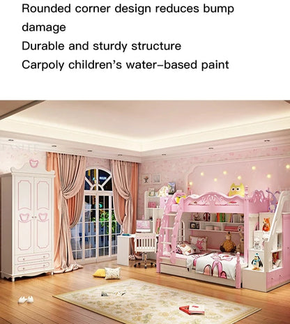 High And Low Pink Princess Castle Kids Bed childrensterritory
