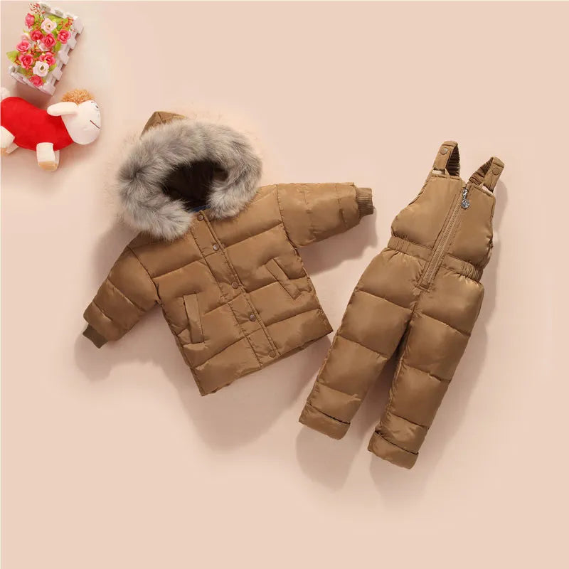 Little Boys Girls Thick Warm Down Jacket Jumpsuit Clothing Set childrensterritory