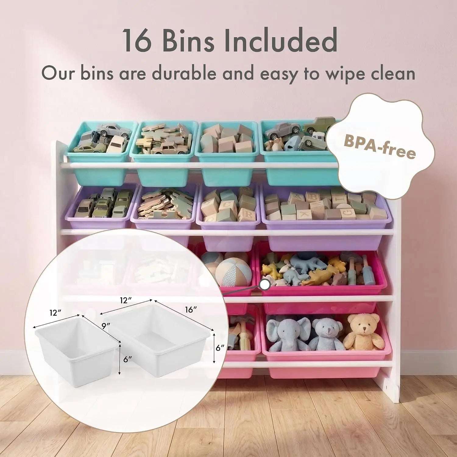 Space-Efficient Toys Storage Metal Shelving Unit