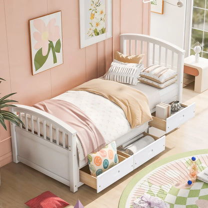 Twin-size Wooden Bed with 6 Drawers for Kids childrensterritory