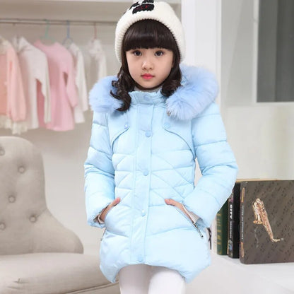 Kids Girls Mid-Length Hooded Windbreaker Coats childrensterritory