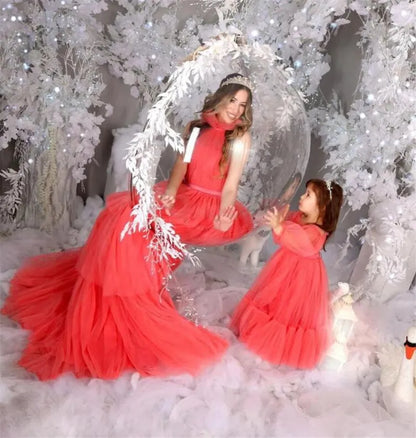 Mother Daughter Matching Puffy Princess Party Gowns childrensterritory