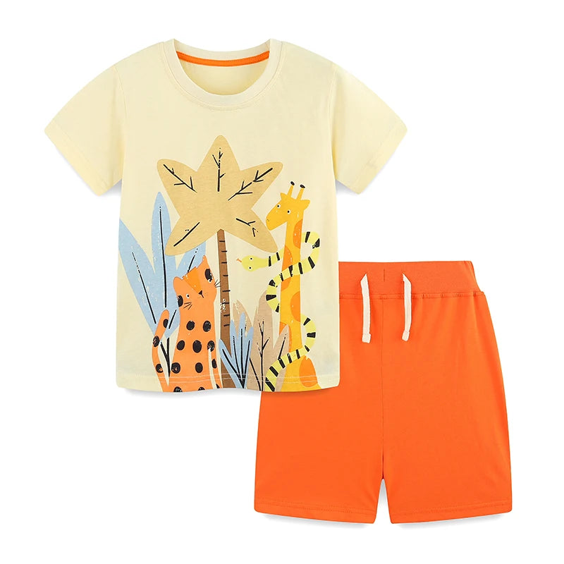 Boys Cartoon Print Summer Casual Clothing Set childrensterritory