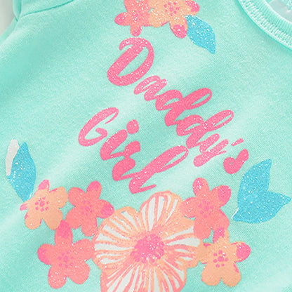 Baby Girls Cartoon Flowers Print 3pcs Clothing Set for Summer childrensterritory