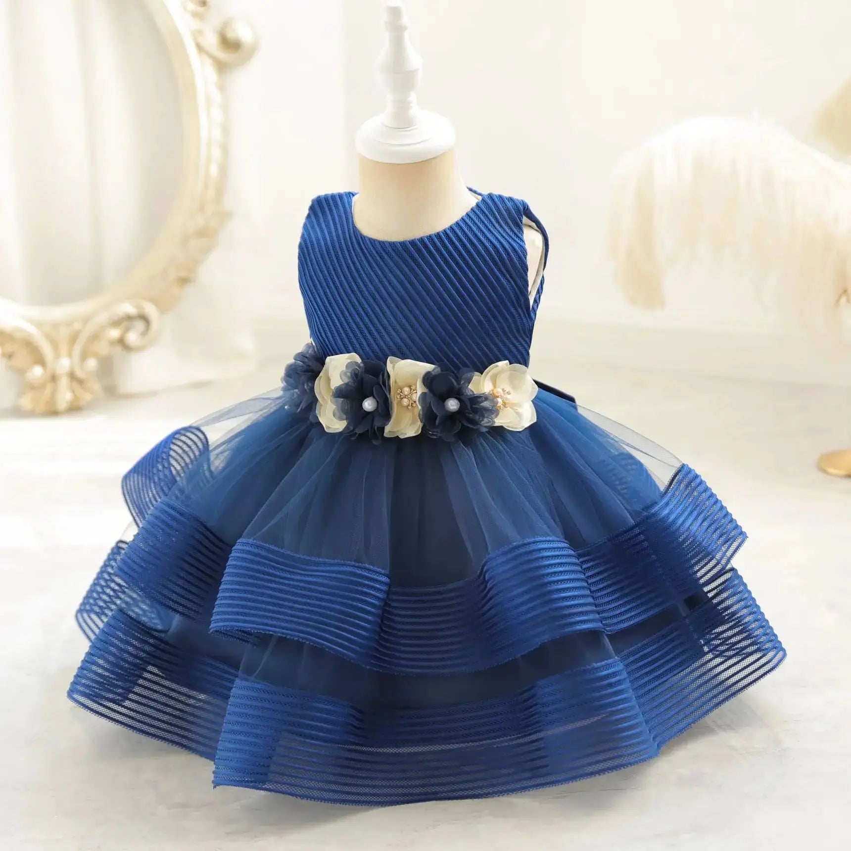 Baby Girls' Half-Sleeves Flower Design Party Dresses