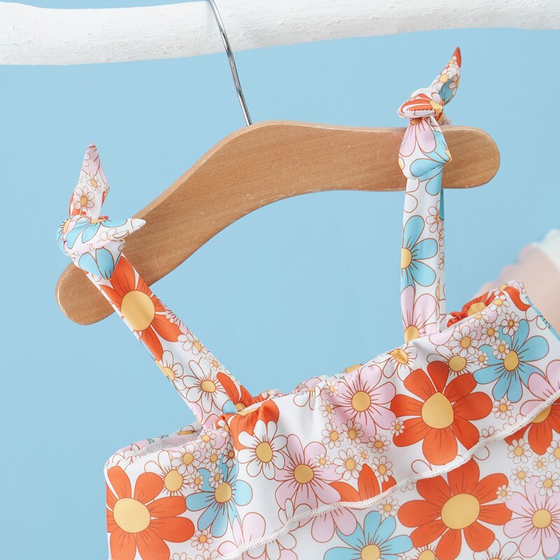 Kids/Baby Girls Floral Sleeveless Ruffle Swim Suit childrensterritory