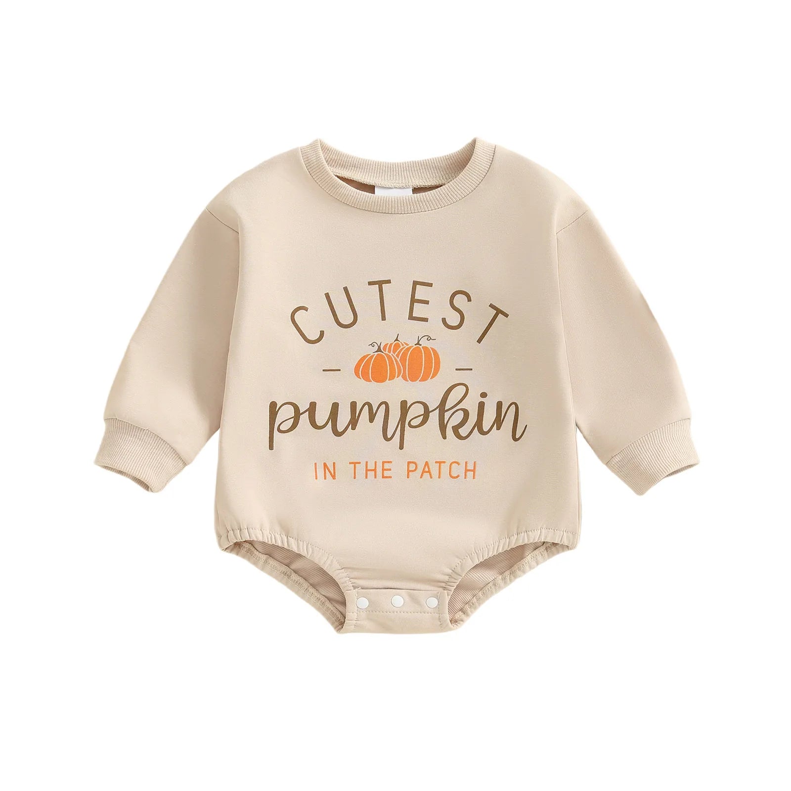 Letter and Pumpkin Print Baby Unisex Halloween Bodysuit