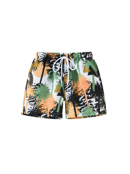 Kids Boys Cartoon Print Quick Dry Swim Shorts
