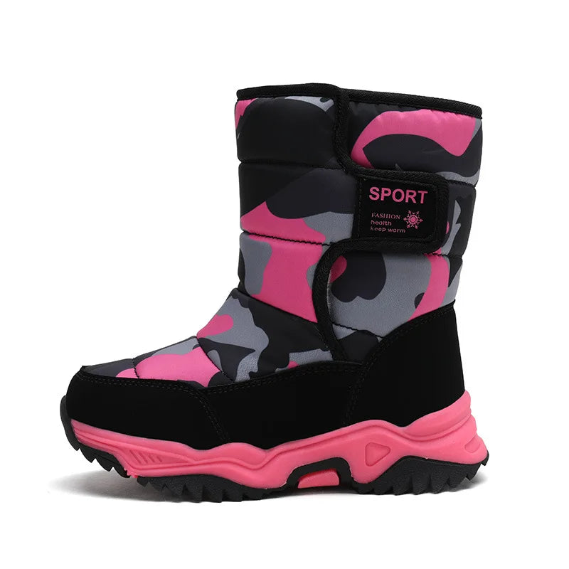 Kids Rubber Sole Outdoor Waterproof Long Snow Boots childrensterritory