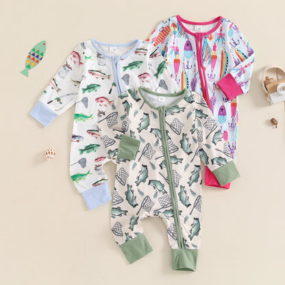 Baby Long Sleeve Printed Rompers for Spring