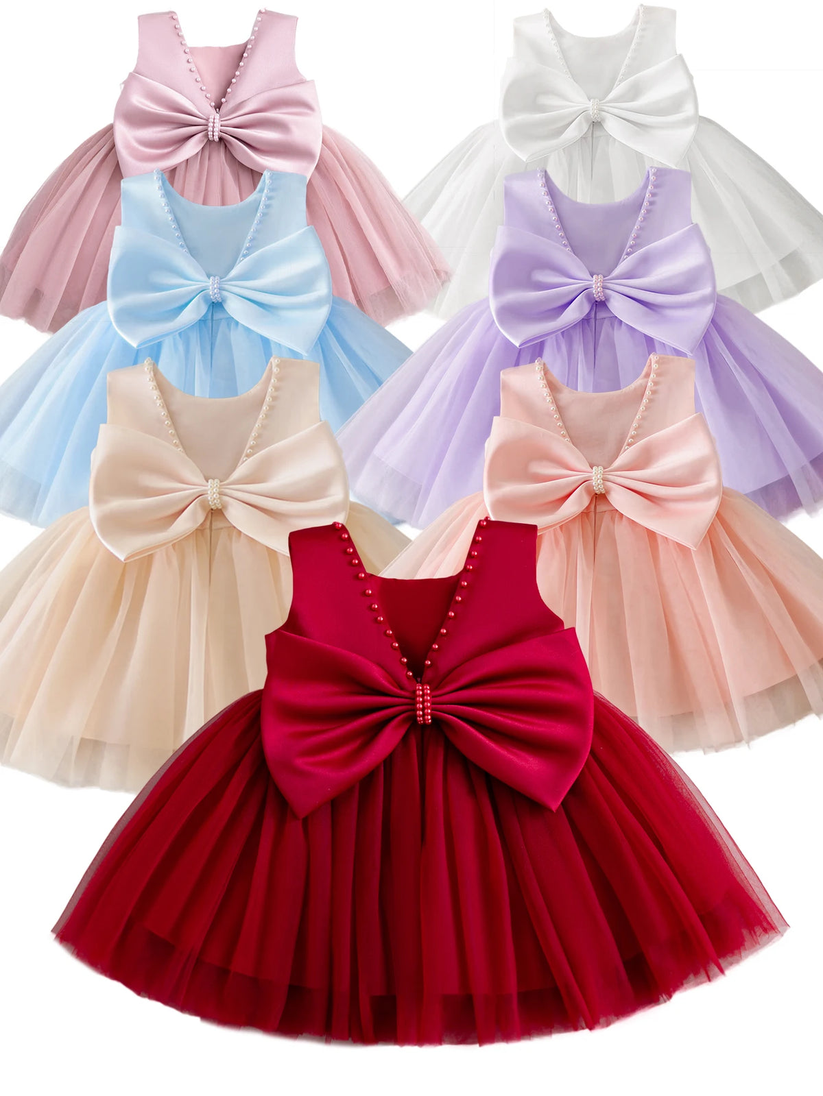 Toddler Girls Bow Design Formal Occasion Tutu Fluffy Gown