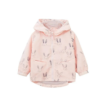 Kids Girl Flowers Cartoon Print Hooded Jackets Windbreaker childrensterritory