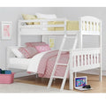 Solid Wood White Bunk Bed With Ladder and Guard Rail childrensterritory