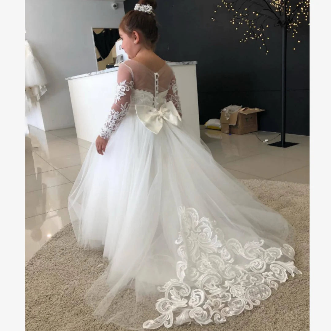 Baby/Kids Girls Long Lace Design First Communion Gowns childrensterritory