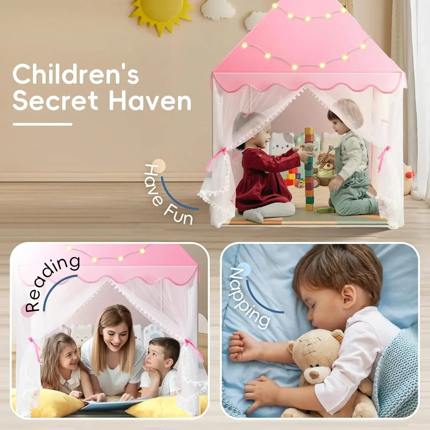 Kids 1.35M Folding Princess Castle/Play House