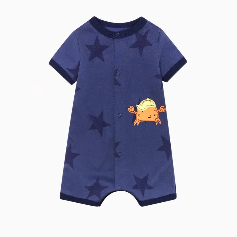 Baby Cartoon Print Cotton Short-Sleeve Summer Romper childrensterritory