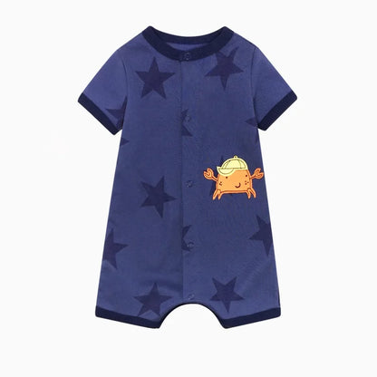 Baby Cartoon Print Cotton Short-Sleeve Summer Romper childrensterritory