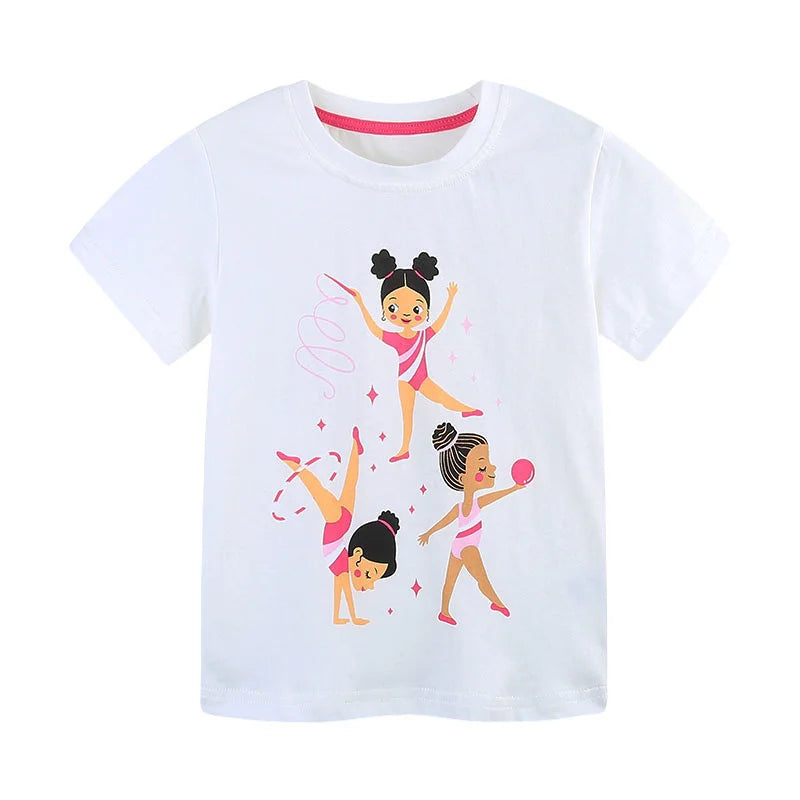 Girls Cartoon Print Casual Summer T-Shirts