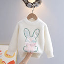 Kids Girls Cartoon Rabbit Design Fall Winter Pullover childrensterritory