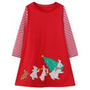 Girls' Full-Sleeve Christmas Print Dresses childrensterritory