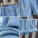 Girls Pearl Decorated Pleated Skirt Shorts for Summer childrensterritory