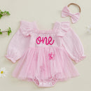 Newborn Baby Girl Long Sleeves Embroidery Design Party Dresses