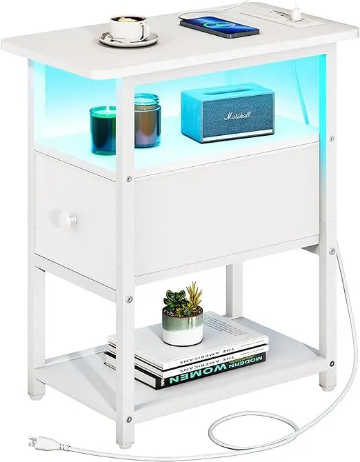 Durable Metal Bedside Table with Open Storage Shelf