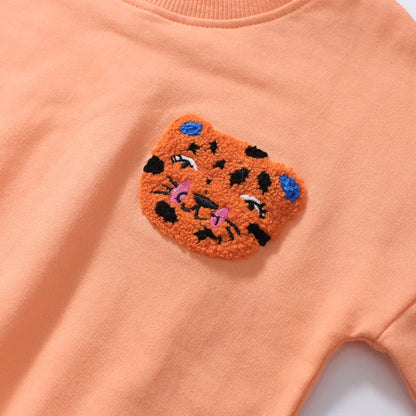 Cartoon Print Sweatshirt and Trouser Set for Kids Girls childrensterritory