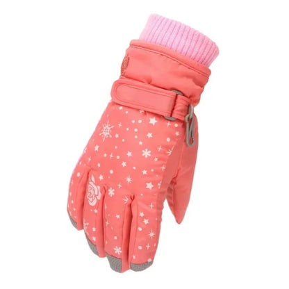 Kids Girls Thicken Warm Waterproof Skiing Gloves