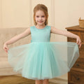 Kids Girls Solid Color Pearl Bow Design Fluffy Princess Dresses childrensterritory