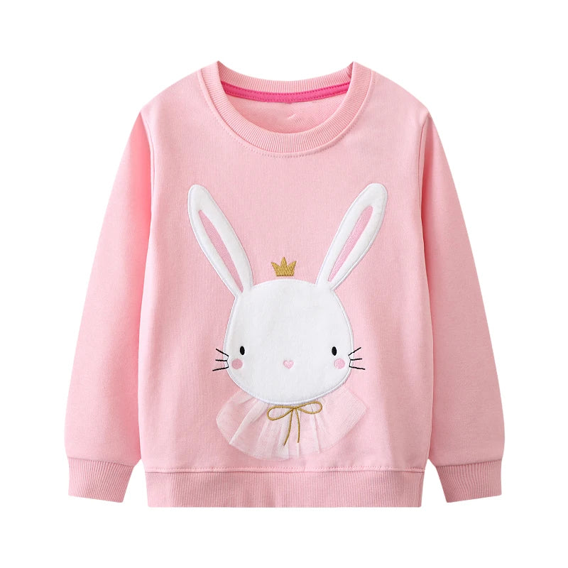 Little Girls Cartoon Rabbit Design Pink Sweatshirt childrensterritory