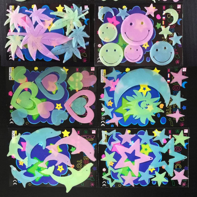 Glow in the dark Cartoon Butterfly Stars Wall Decals childrensterritory