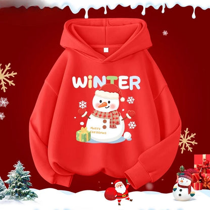 Kids’ Long-Sleeve Christmas-Print Hoodie Sweater