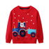 Kids Sweatshirts with Cartoon Tractor Santa Claus Embroidery childrensterritory