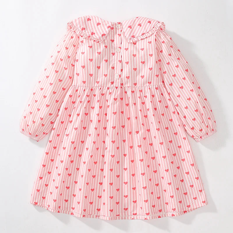 Long-Sleeved Sweetheart Lapel Collar Design Dresses for Girls childrensterritory