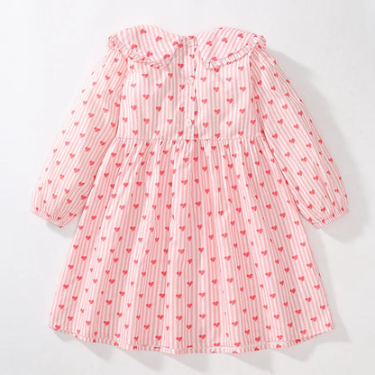 Long-Sleeved Sweetheart Lapel Collar Design Dresses for Girls childrensterritory