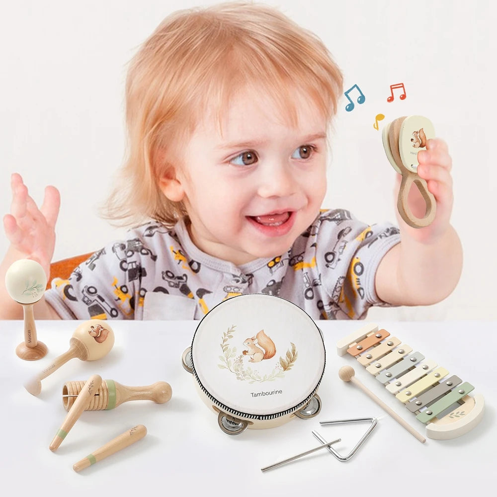 Wooden Musical Instruments for Early Education in Infants
