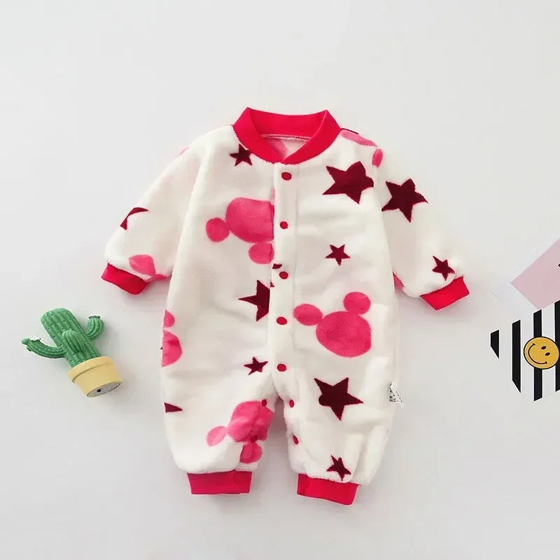 Soft Flannel Warm Printed Baby Romper for Winter