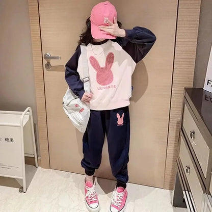 Cartoon Rabbit Pattern Girls Casual Sports Suit childrensterritory