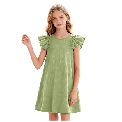 Girls Flying Sleeves Casual Daily Dresses for Summer