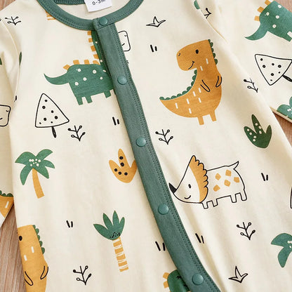 One Piece Dinosaur Print Cotton Baby Romper