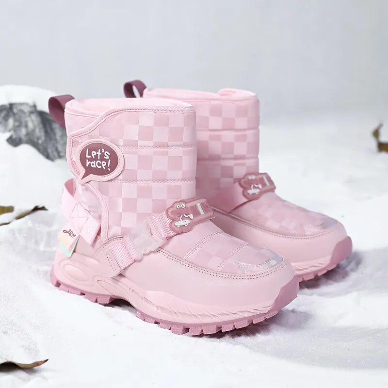 Kids Warm Plush Rubber Sole Outdoor Boots for Winter childrensterritory