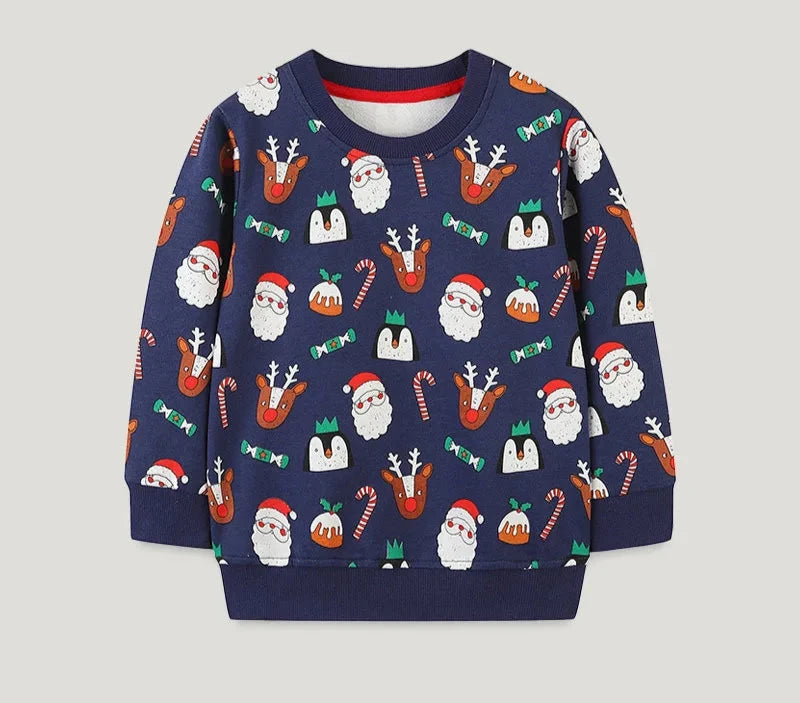 Kids Santa Claus Print Christmas Sweatshirts