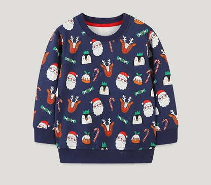 Kids Santa Claus Print Christmas Sweatshirts